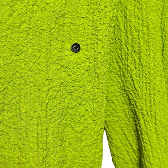 Ali Miles Crinkle Button Detail Artsy Long Sleeve Bright Green Tunic - Picture 7 of 13